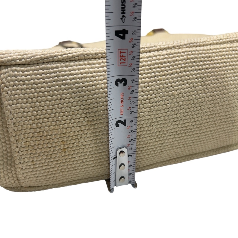 Vintage 90s Relic by Fossil Cream Woven Straw Purse w Dried Flower Resin Handles - Picture 11 of 15